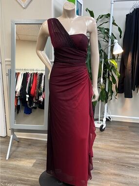 Blondie Nites One-Shoulder Burgundy Evening Gown size 10
